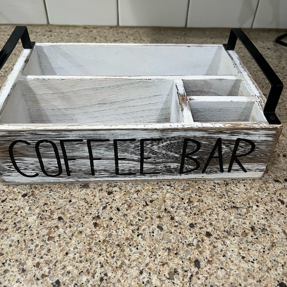 Coffee bar organizer - farmhouse coffee bar - rustic decor